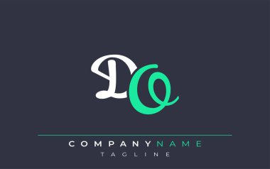 Zarif Biçimli DO Harfleri Tasarımı. Beyaz ve Teal Gölgeli Monogram Harfleri içeren Modern Logo