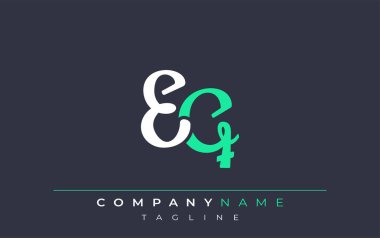 Zarif Biçimli EQ Harf Tasarımı. Beyaz ve Teal Gölgeli Monogram Harfleri içeren Modern Logo