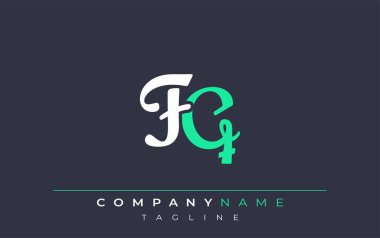 Zarif Biçimli FQ Harf Tasarımı. Beyaz ve Teal Gölgeli Monogram Harfleri içeren Modern Logo