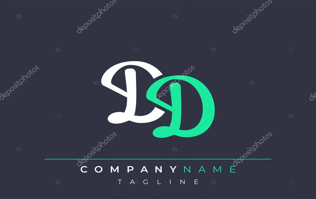 Elegant Stylized DD Lettering Design. Stylish Modern Logo featuring Monogram Letters in White and Teal Shade
