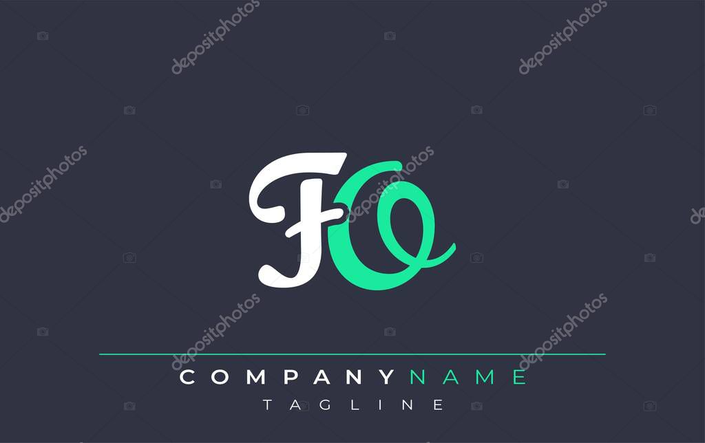 Elegant Stylized FO Lettering Design. Stylish Modern Logo featuring Monogram Letters in White and Teal Shade