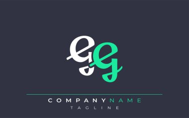 Zarif Biçimli GG Harf Tasarımı. Beyaz ve Teal Gölgeli Monogram Harfleri içeren Modern Logo