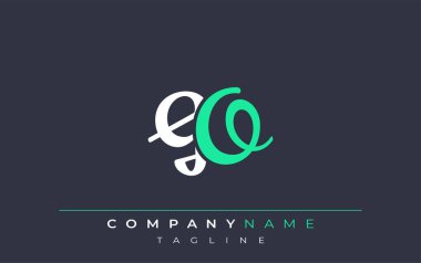 Zarif Stili GO Harf Tasarımı. Beyaz ve Teal Gölgeli Monogram Harfleri içeren Modern Logo