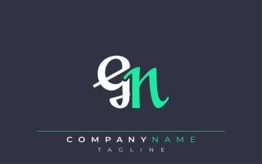 Zarif Biçimli GN Harf Tasarımı. Beyaz ve Teal Gölgeli Monogram Harfleri içeren Modern Logo