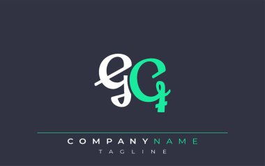 Zarif Stilize GQ Harf Tasarımı. Beyaz ve Teal Gölgeli Monogram Harfleri içeren Modern Logo