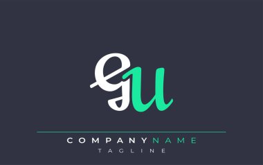 Zarif Stilize GU Harf Tasarımı. Beyaz ve Teal Gölgeli Monogram Harfleri içeren Modern Logo