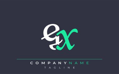 Zarif Biçimli GX Harf Tasarımı. Beyaz ve Teal Gölgeli Monogram Harfleri içeren Modern Logo
