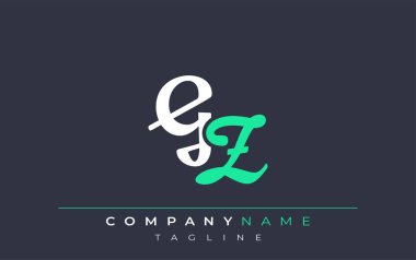 Zarif Biçimli GZ Harf Tasarımı. Beyaz ve Teal Gölgeli Monogram Harfleri içeren Modern Logo