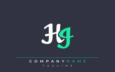 Zarif Stilize HI Harf Tasarımı. Beyaz ve Teal Gölgeli Monogram Harfleri içeren Modern Logo