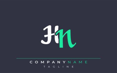 Zarif Biçimli HN Harf Tasarımı. Beyaz ve Teal Gölgeli Monogram Harfleri içeren Modern Logo