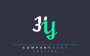 Zarif Stilize HY Harf Tasarımı. Beyaz ve Teal Gölgeli Monogram Harfleri içeren Modern Logo