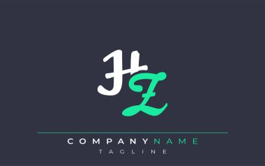 Zarif Biçimli HZ Harf Tasarımı. Beyaz ve Teal Gölgeli Monogram Harfleri içeren Modern Logo