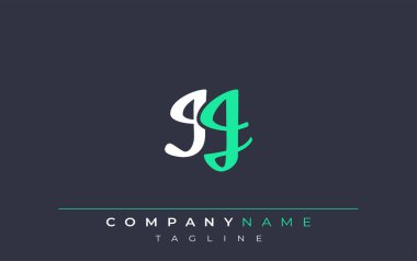 Zarif stilize edilmiş IJ Harf Tasarımı. Beyaz ve Teal Gölgeli Monogram Harfleri içeren Modern Logo