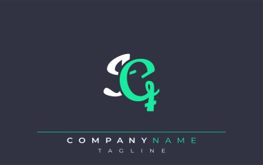 Zarif stilize IQ Harf Tasarımı. Beyaz ve Teal Gölgeli Monogram Harfleri içeren Modern Logo