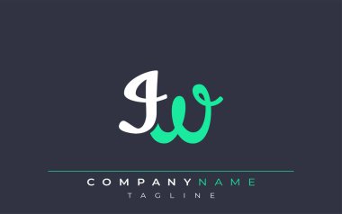 Zarif Biçimli IW Harf Tasarımı. Beyaz ve Teal Gölgeli Monogram Harfleri içeren Modern Logo