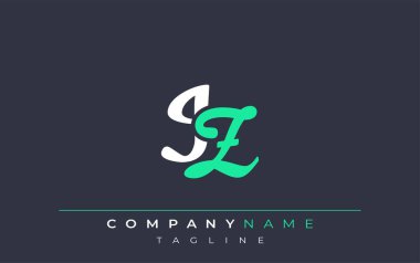 Zarif Biçimli İZ Harf Tasarımı. Beyaz ve Teal Gölgeli Monogram Harfleri içeren Modern Logo