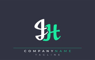 Zarif Biçimli JH Harf Tasarımı. Beyaz ve Teal Gölgeli Monogram Harfleri içeren Modern Logo
