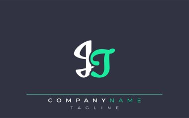 Zarif Biçimli JT Harf Tasarımı. Beyaz ve Teal Gölgeli Monogram Harfleri içeren Modern Logo