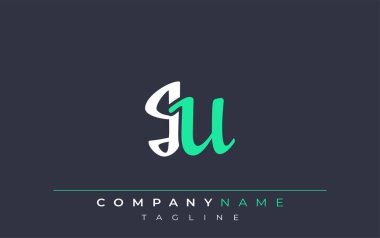 Zarif Stilize JU Harf Tasarımı. Beyaz ve Teal Gölgeli Monogram Harfleri içeren Modern Logo