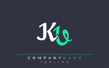 Zarif Stili KV Harf Tasarımı. Beyaz ve Teal Gölgeli Monogram Harfleri içeren Modern Logo