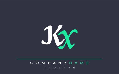 Zarif Biçimli KX Harf Tasarımı. Beyaz ve Teal Gölgeli Monogram Harfleri içeren Modern Logo