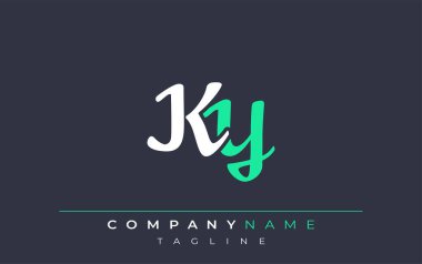 Zarif Stili KY Harf Tasarımı. Beyaz ve Teal Gölgeli Monogram Harfleri içeren Modern Logo