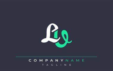 Zarif Biçimli LV Harf Tasarımı. Beyaz ve Teal Gölgeli Monogram Harfleri içeren Modern Logo