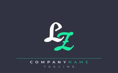 Zarif Biçimli İniş Mektup Tasarımı. Beyaz ve Teal Gölgeli Monogram Harfleri içeren Modern Logo