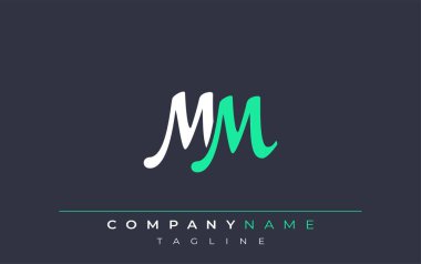 Zarif Biçimli MM Harf Tasarımı. Beyaz ve Teal Gölgeli Monogram Harfleri içeren Modern Logo