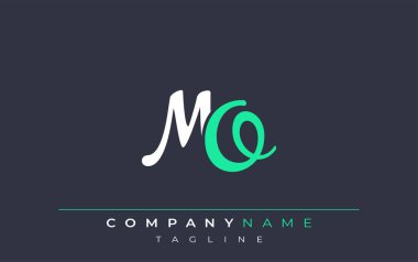 Zarif Biçimli Harf Tasarımı. Beyaz ve Teal Gölgeli Monogram Harfleri içeren Modern Logo