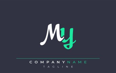 Zarif Harf Tasarımımı Biçimlendirdi. Beyaz ve Teal Gölgeli Monogram Harfleri içeren Modern Logo