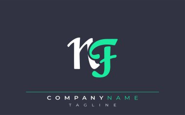 Zarif Biçimli NF Harf Tasarımı. Beyaz ve Teal Gölgeli Monogram Harfleri içeren Modern Logo