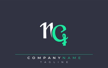 Zarif Stilize NQ Harf Tasarımı. Beyaz ve Teal Gölgeli Monogram Harfleri içeren Modern Logo