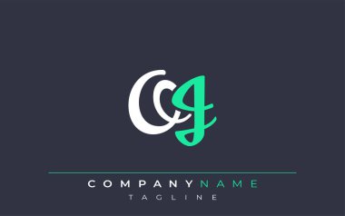 Zarif Stili OJ Harf Tasarımı. Beyaz ve Teal Gölgeli Monogram Harfleri içeren Modern Logo