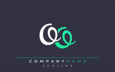 Zarif Biçimli OO Harf Tasarımı. Beyaz ve Teal Gölgeli Monogram Harfleri içeren Modern Logo