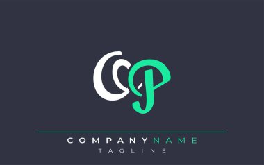 Zarif Stilize OP Harf Tasarımı. Beyaz ve Teal Gölgeli Monogram Harfleri içeren Modern Logo