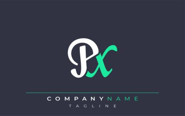 Zarif Stylize PX Harf Tasarımı. Beyaz ve Teal Gölgeli Monogram Harfleri içeren Modern Logo