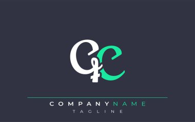 Zarif Biçimli QC Harf Tasarımı. Beyaz ve Teal Gölgeli Monogram Harfleri içeren Modern Logo