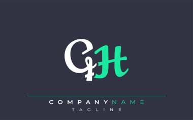 Zarif Biçimli QH Harf Tasarımı. Beyaz ve Teal Gölgeli Monogram Harfleri içeren Modern Logo