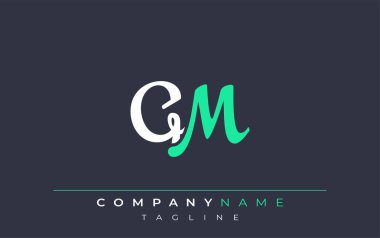 Zarif Biçimli QM Harf Tasarımı. Beyaz ve Teal Gölgeli Monogram Harfleri içeren Modern Logo