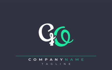 Zarif Stilize QO Harf Tasarımı. Beyaz ve Teal Gölgeli Monogram Harfleri içeren Modern Logo