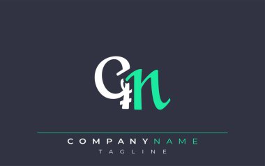 Zarif Biçimli QN Harf Tasarımı. Beyaz ve Teal Gölgeli Monogram Harfleri içeren Modern Logo