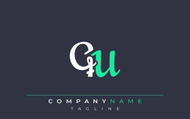 Zarif Stilize QU Harf Tasarımı. Beyaz ve Teal Gölgeli Monogram Harfleri içeren Modern Logo