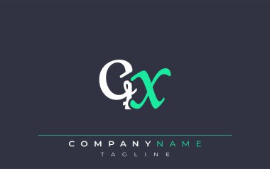 Zarif Biçimli QX Harf Tasarımı. Beyaz ve Teal Gölgeli Monogram Harfleri içeren Modern Logo
