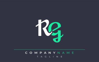Zarif Biçimli RG Harf Tasarımı. Beyaz ve Teal Gölgeli Monogram Harfleri içeren Modern Logo