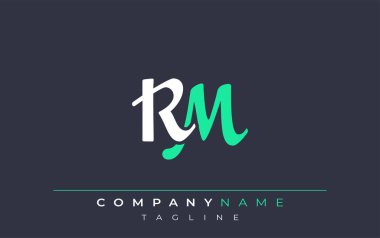 Zarif Biçimli RM Harf Tasarımı. Beyaz ve Teal Gölgeli Monogram Harfleri içeren Modern Logo