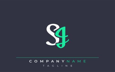 Zarif SJ Harfleme Tasarımı. Beyaz ve Teal Gölgeli Monogram Harfleri içeren Modern Logo