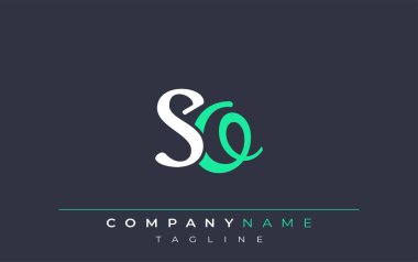Zarif Stili So Harf Tasarımı. Beyaz ve Teal Gölgeli Monogram Harfleri içeren Modern Logo