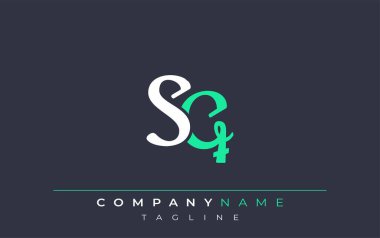 Zarif Sylize SQ Harf Tasarımı. Beyaz ve Teal Gölgeli Monogram Harfleri içeren Modern Logo