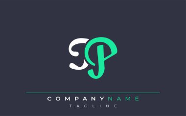 Zarif Stili TP Harf Tasarımı. Beyaz ve Teal Gölgeli Monogram Harfleri içeren Modern Logo